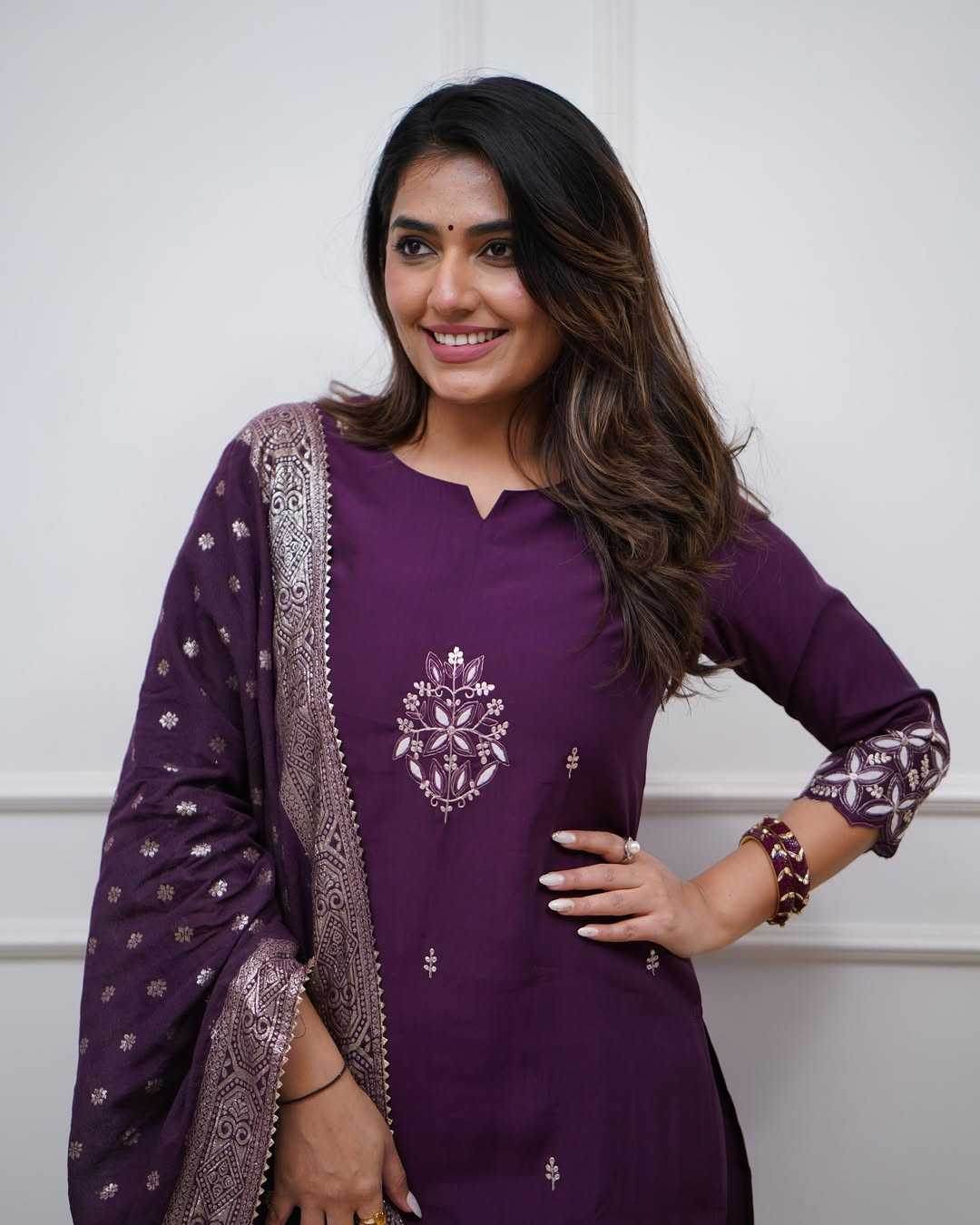 Chanderi Silk Ladies Embroidery Suits - MYLUXURY LANE ENTERPRISE